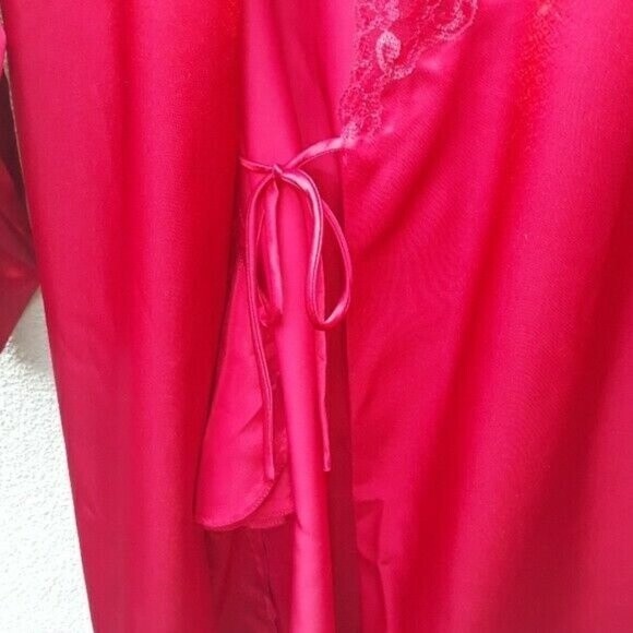 Vintage CACIQUE LINGERIE ROBE LG RED LACEY WRAP ROBE KIMONO NWT Dead Stock - Picture 13 of 13